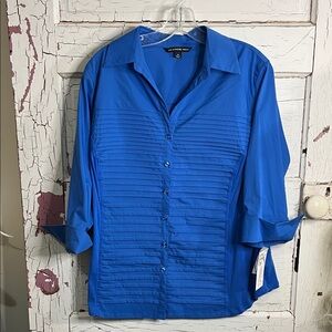 NWT Zac & Rachel Vibrant Blue Button-Down Shirt Roll Cuff MSRP $48 Sz 1X